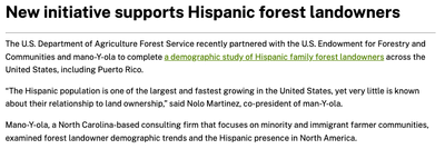 Initiative: USFWS & Partners support Hispanic forest landowners