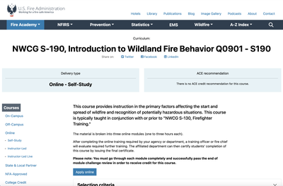 Introduction to Wildland Fire Behavior
