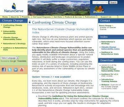NatureServe Climate Vulnerability Index