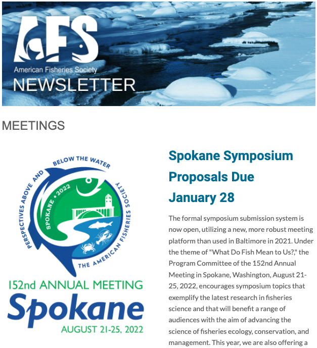 American Fisheries Society Newsletter January 2022