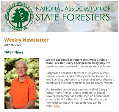 National Association of State Foresters Weekly Newsletter May 15, 2020