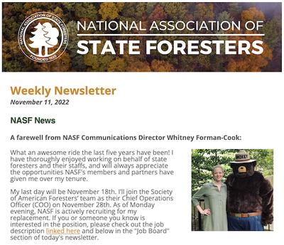 National Association of State Foresters Weekly Newsletter November 11 2022