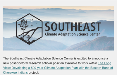 Southeast Climate Adaptation Science Center - Now hiring a post-doctoral research scholar