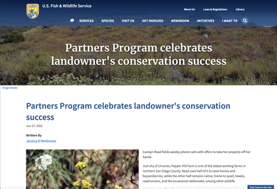 USFWS Partners Program Celebrates Landowner's Conservation Success