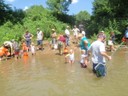 Participants at a mussel outreach event where member of the public were able to observe mussels and their host fish. 