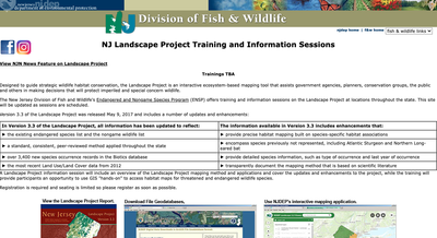 NJ Landscape Project Training and Information Sessions